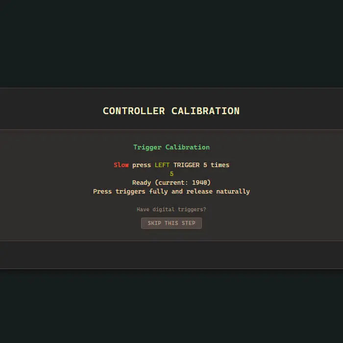 Left trigger slow press calibration