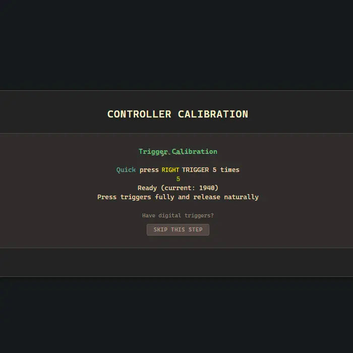 Right trigger calibration