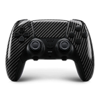 Custom DualSense Edge controller with carbon fibre shell and black controls