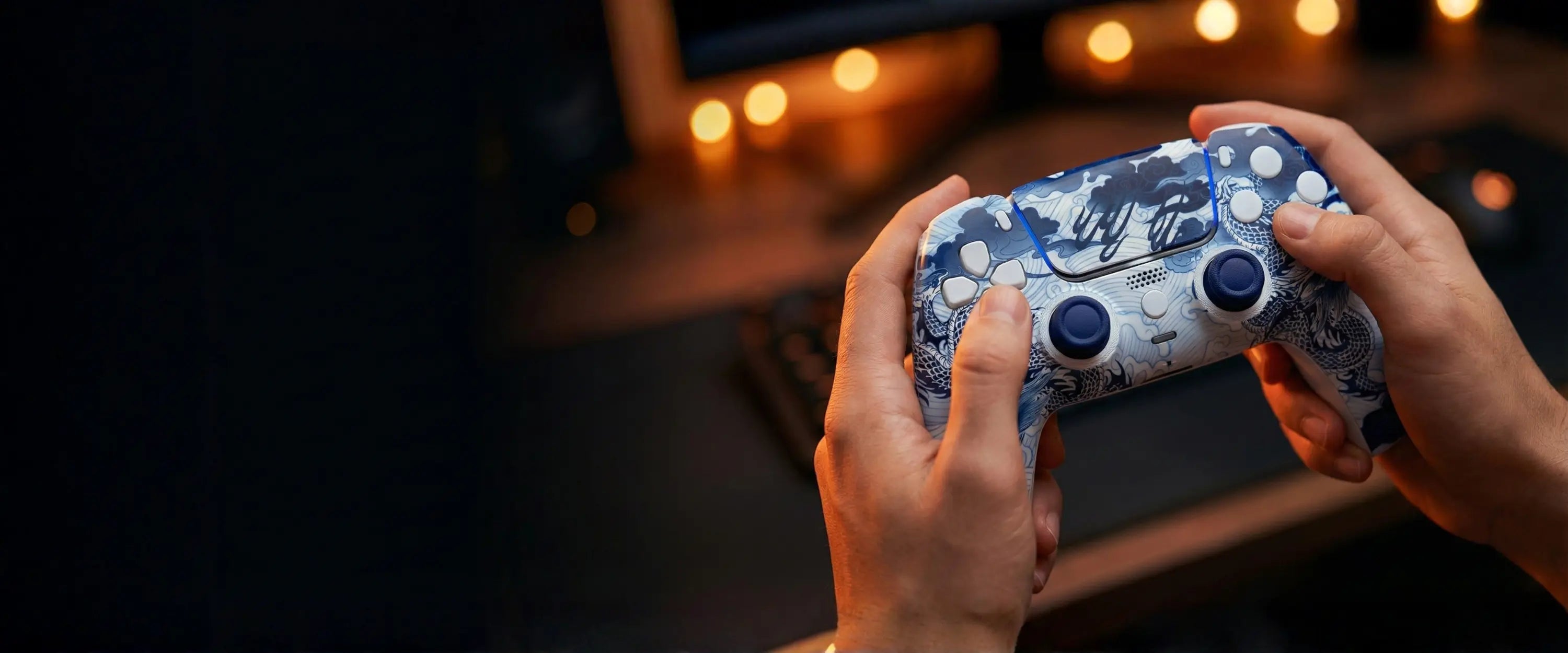 Dragon blue DualSense custom controller